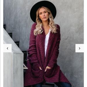 VICI Maroon Pocketed Cardigan